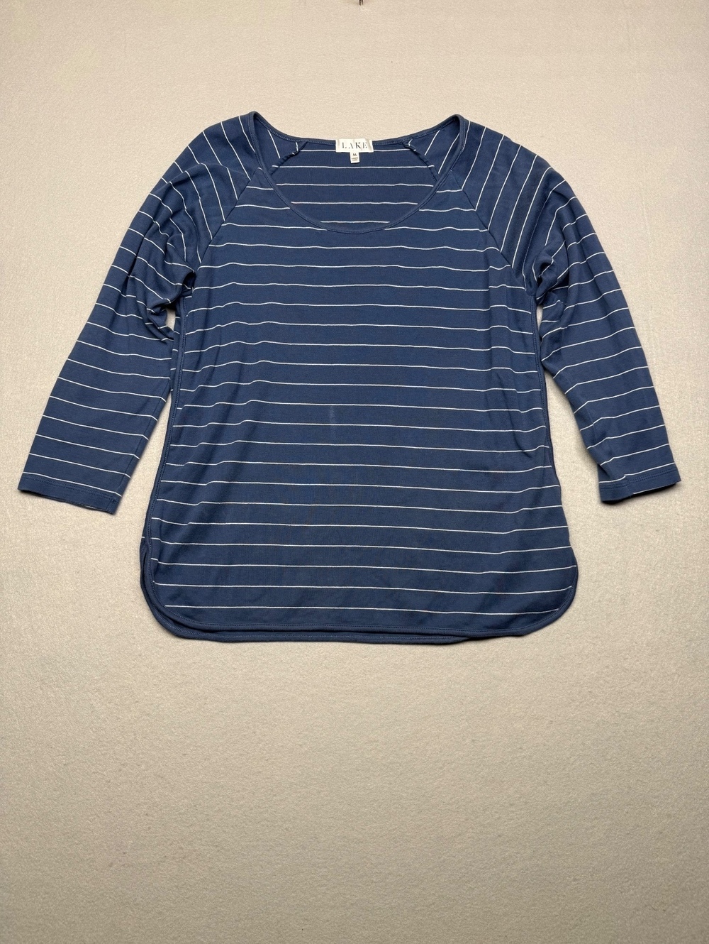 LAKE Striped Cotton Shirt Women M Blue Casual